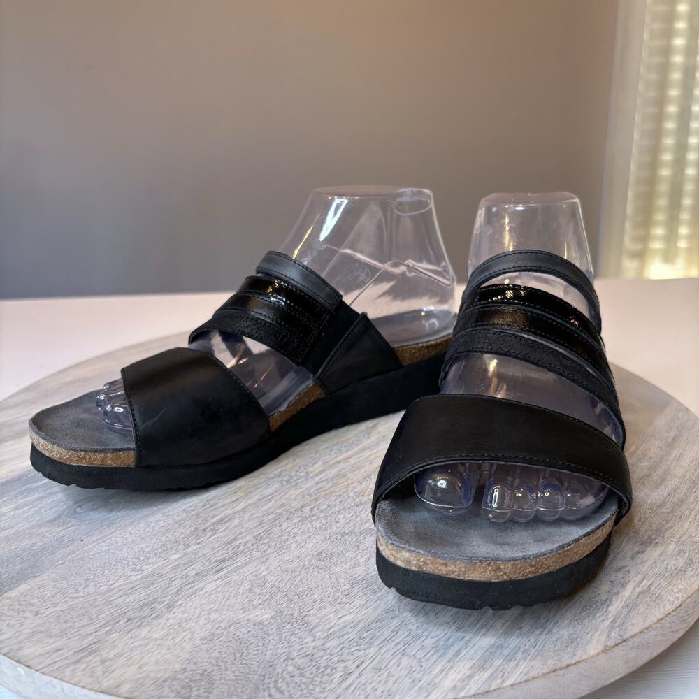Naot Black Leather Women's Sandals